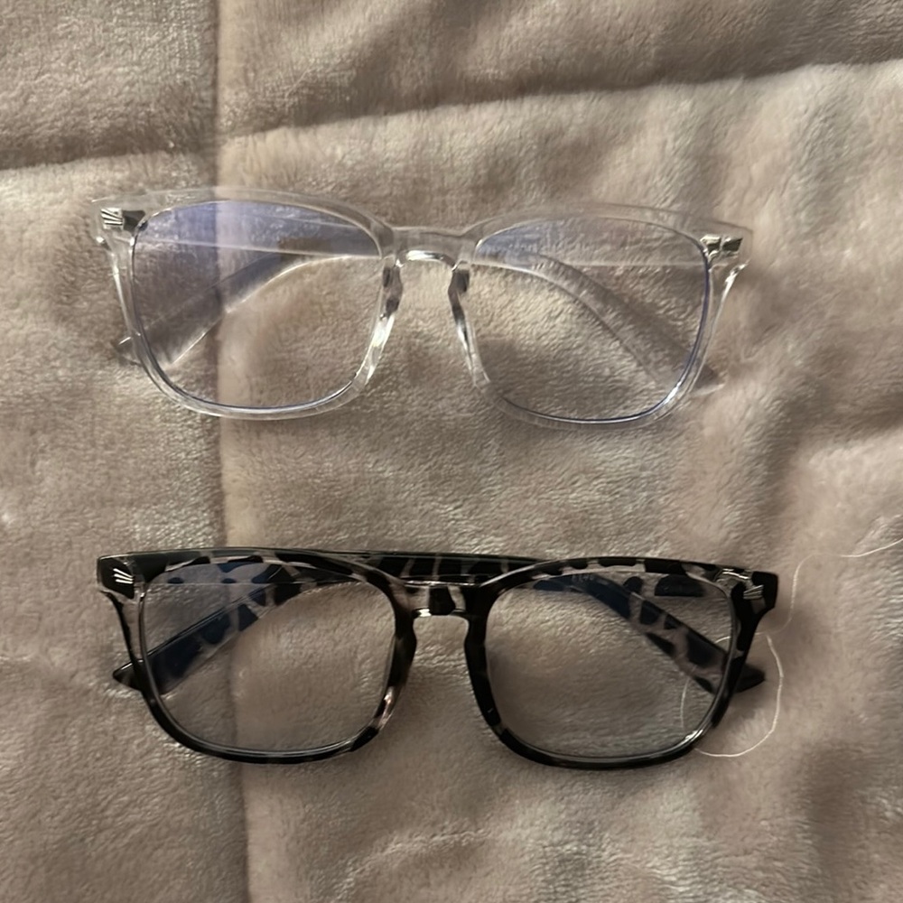 Two pairs of blue light glasses